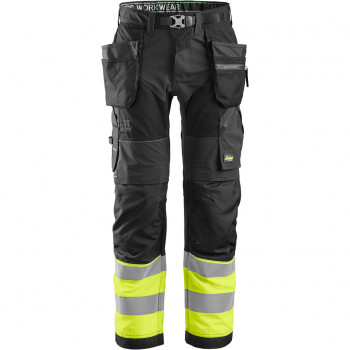 Pantalon FlexiWork haute visibilité avec poches holster, Classe 1 6931 Snickers 