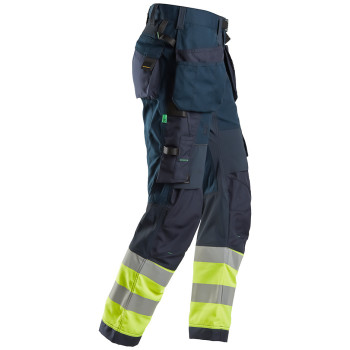 Pantalon FlexiWork haute visibilité avec poches holster, Classe 1 6931 Snickers 