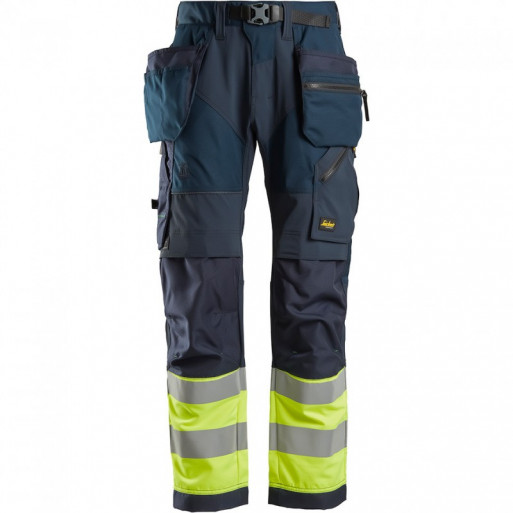 Pantalon de travail FlexiWork avec poches holsters 1584 haute-visibilité Cl.1 - Snickers