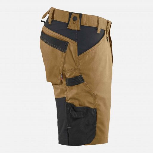 Short de travail stretch Blåkläder 1753 beige et noir pour professionnels du BTP et de l'artisanat - profil gauche