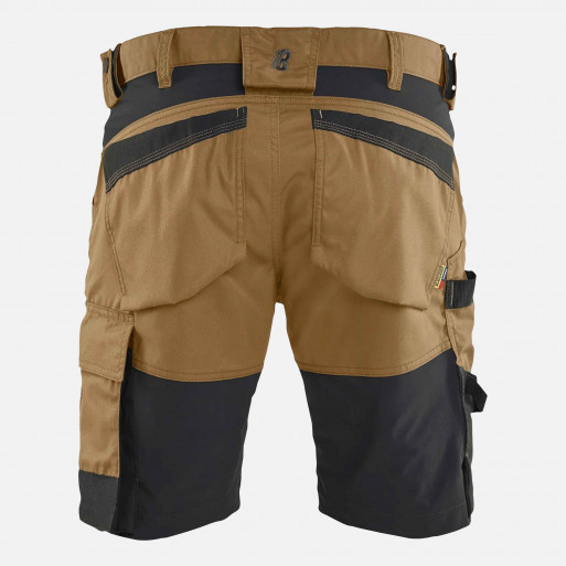 Short de travail stretch Blåkläder 1753 beige et noir pour professionnels du BTP et de l'artisanat - vue de dos
