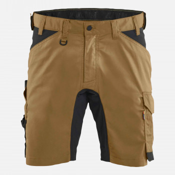 Short de travail stretch Blåkläder 1753 beige et noir pour professionnels du BTP et de l'artisanat - vue de face