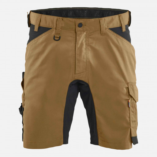 Short de travail stretch Blåkläder 1753 beige et noir pour professionnels du BTP et de l'artisanat - vue de face