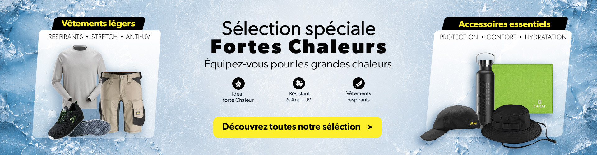 Sélection THAF de vêtements de travail et EPI adaptés aux fortes chaleurs.